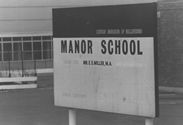 School sign, 1970